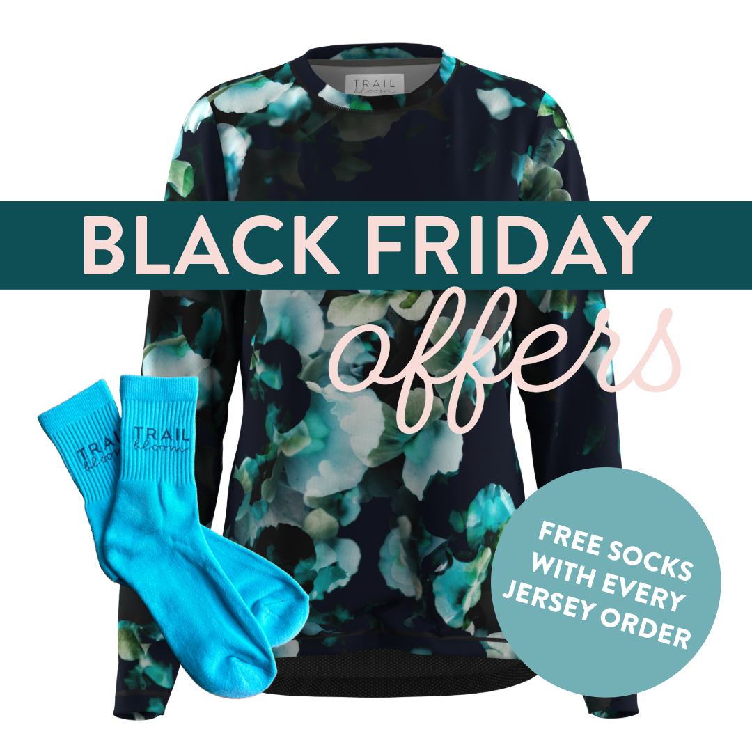 Trail Bloom’s Black Friday Sale: 20% Off Casuals + Free Socks with Every Jersey!