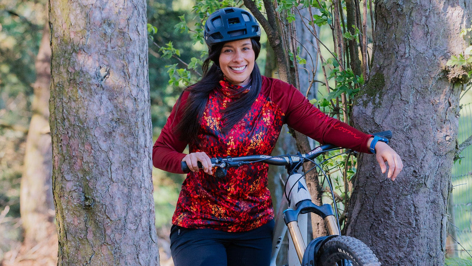 Women's MTB jersey in red animal