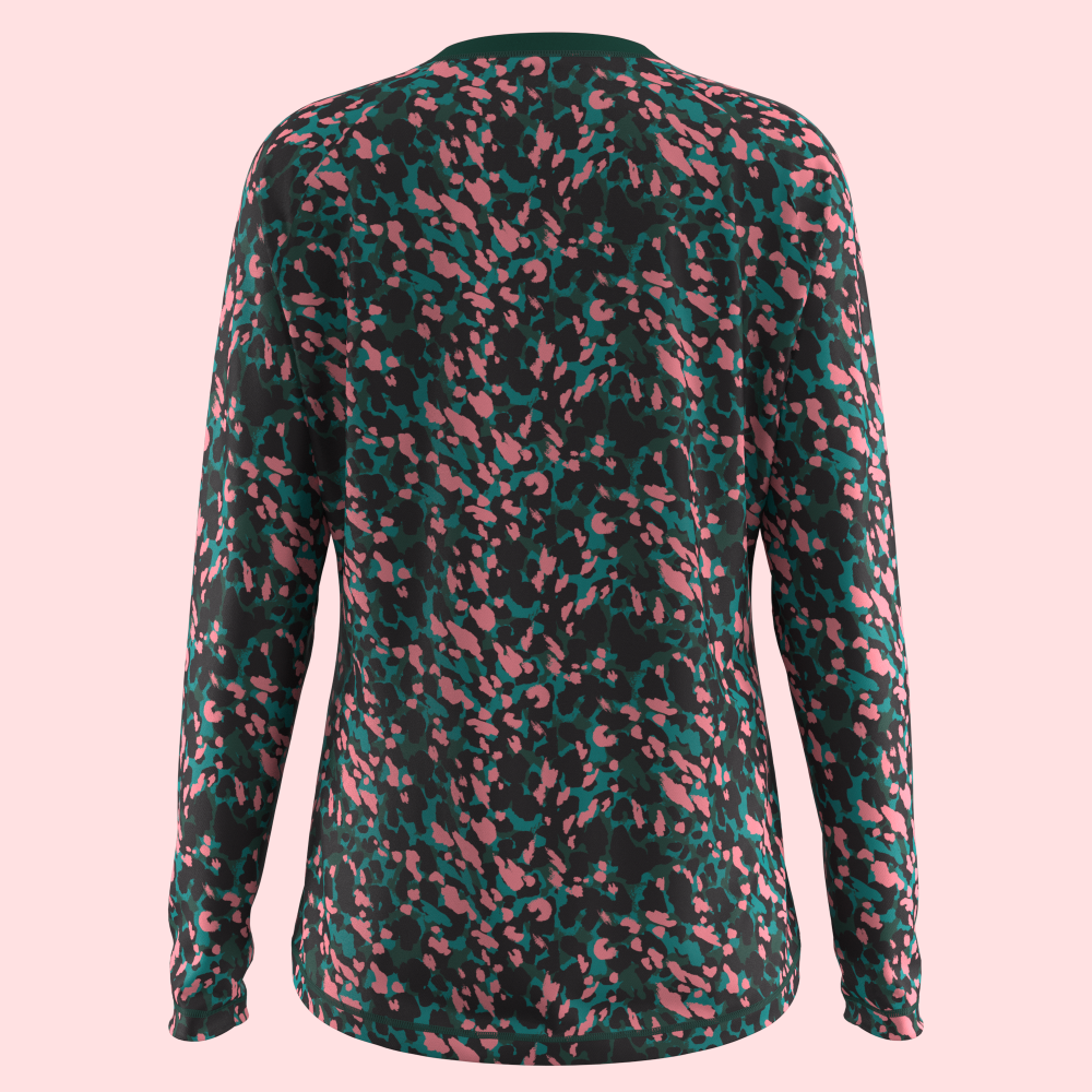 ladies mountain bike top in green animal print