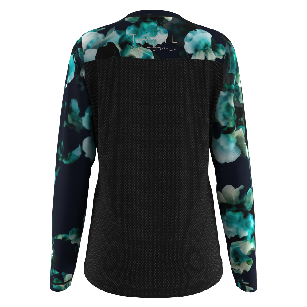 ladies mtb jersey in green floral print