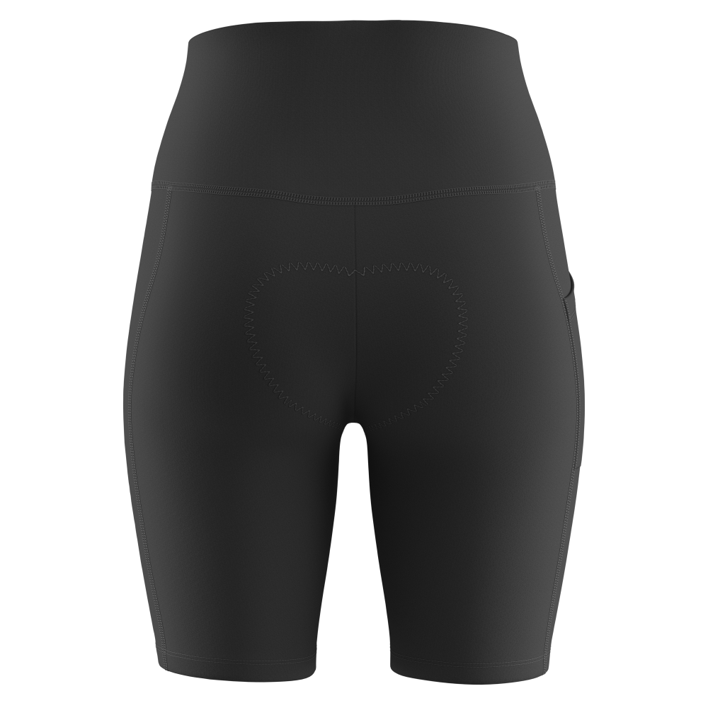 womens padded cycling shorts back black