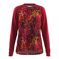 Ladies MTB Jersey - Red and Pink Animal Print