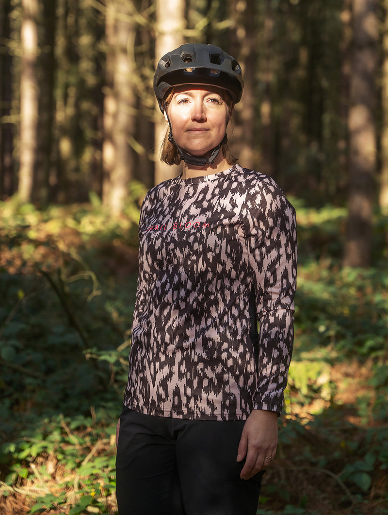 Ladies MTB Jersey - Monochrome Dash Print Long Sleeve - PRE-ORDER