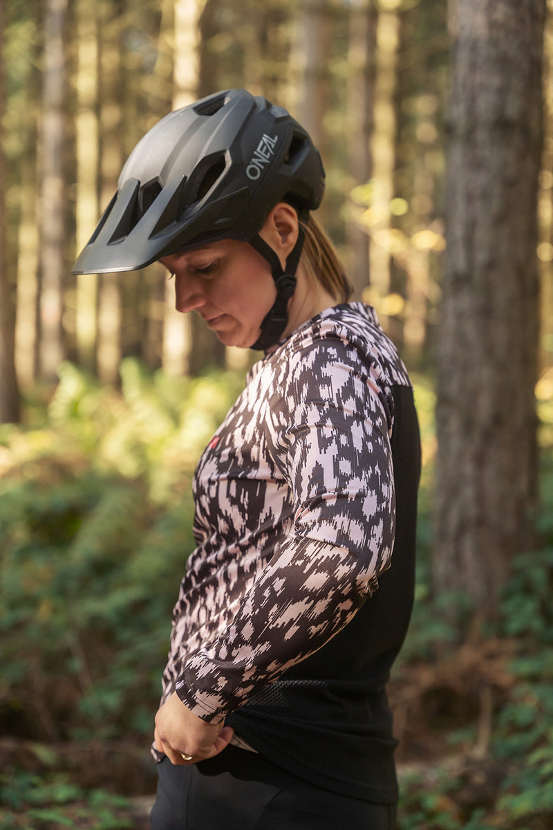 Ladies MTB Jersey - Monochrome Dash Print Long Sleeve - PRE-ORDER