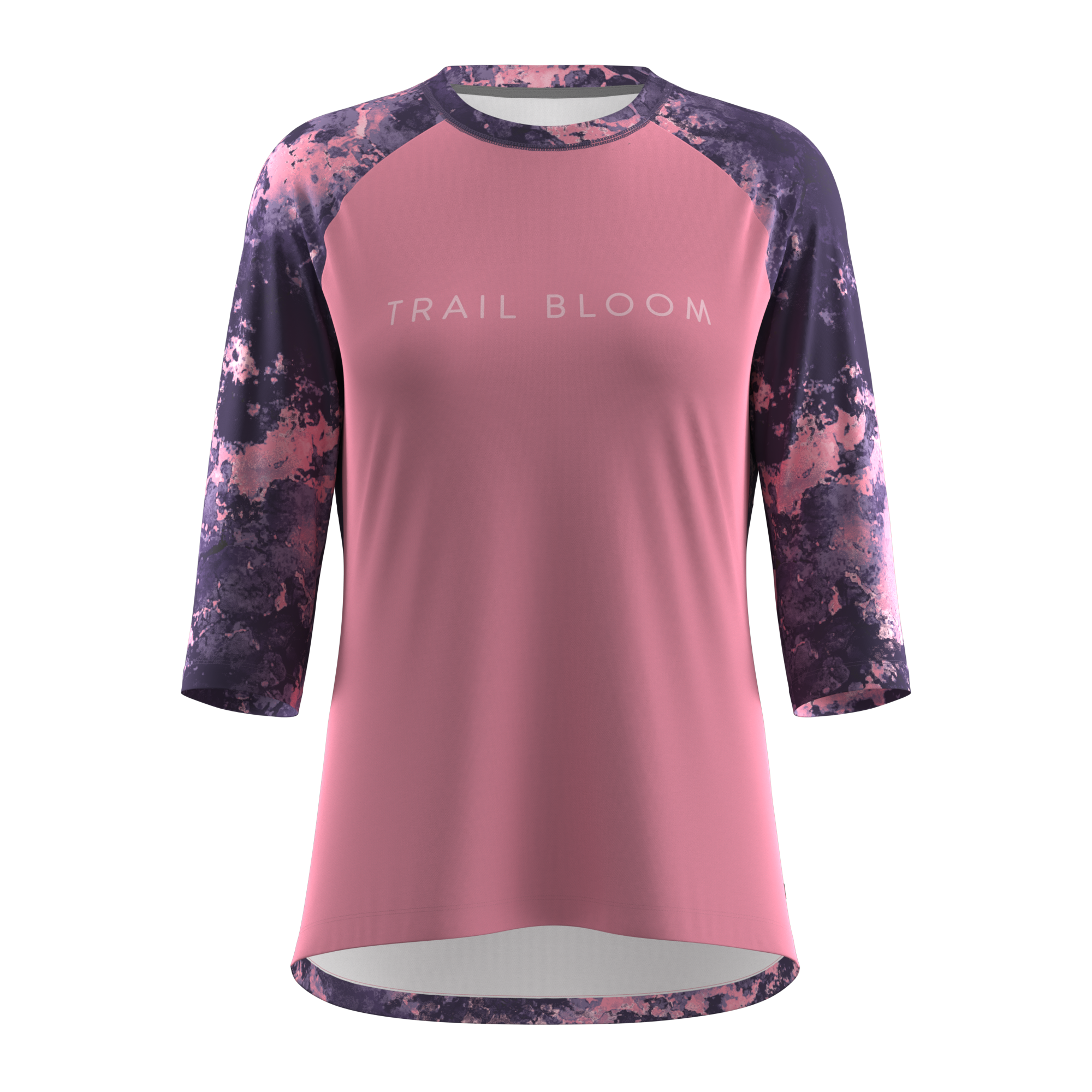 Ladies MTB Jersey - Marble Print 3/4 Sleeve in Sugar Pink (Pre-Order)