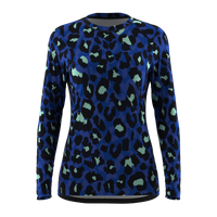 Ladies MTB Jersey - Blue Animal Print Long Sleeve Jersey
