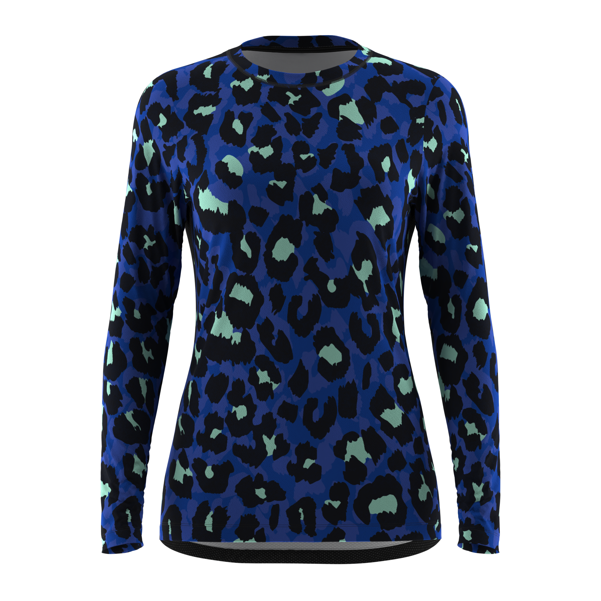Ladies MTB Jersey - Blue Animal Print Long Sleeve Jersey