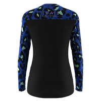 Ladies MTB Jersey - Blue Animal Print Long Sleeve Jersey