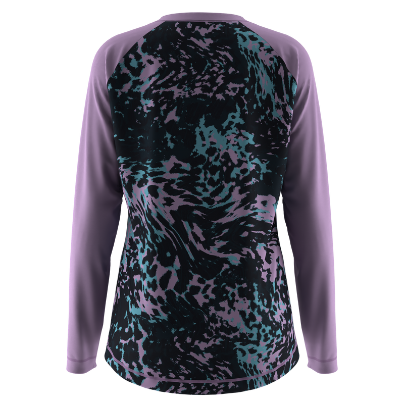 Ladies MTB Jersey - Lilac and Black Animal Print - PRE-ORDER