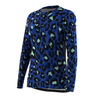 Ladies MTB Jersey - Blue Animal Print Long Sleeve Jersey