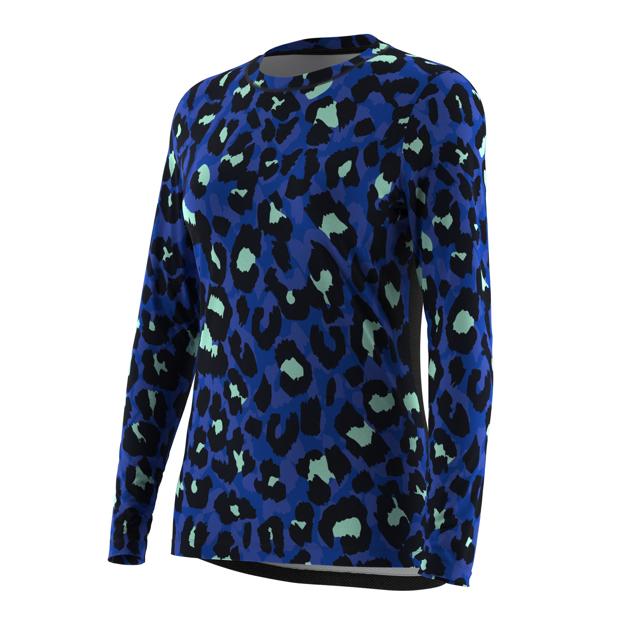 Ladies MTB Jersey - Blue Animal Print Long Sleeve Jersey