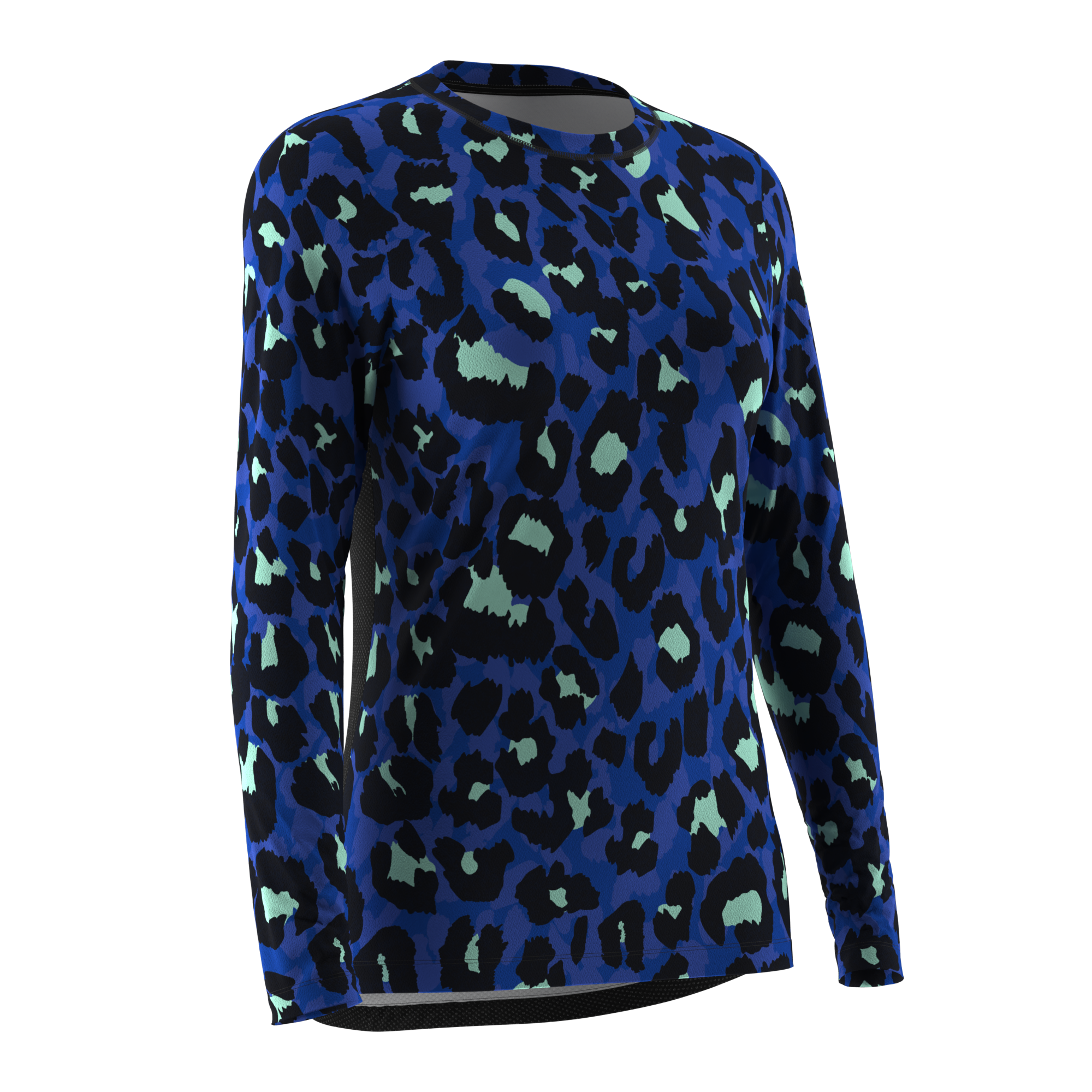 Ladies MTB Jersey - Blue Animal Print Long Sleeve Jersey