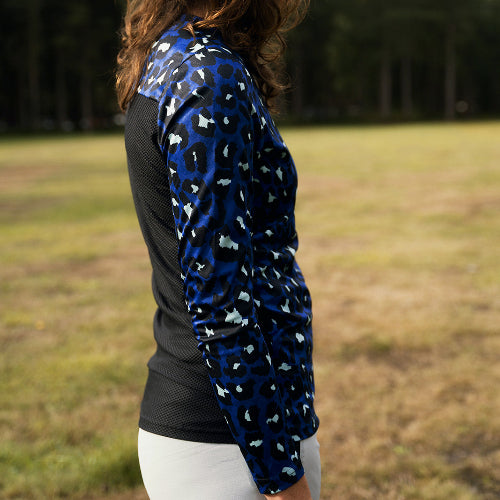 Ladies MTB Jersey Blue Animal Print side