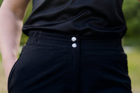 Women's MTB shorts in black, high waistband fit — Trail Bloom