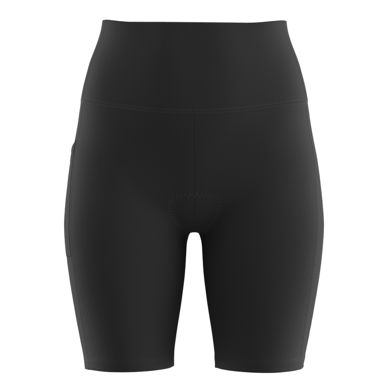 womens padded cycling shorts front black