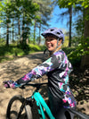 womens mountain bike top in colourful print