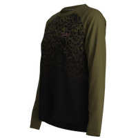 ladies mountain bike top in khaki animal print