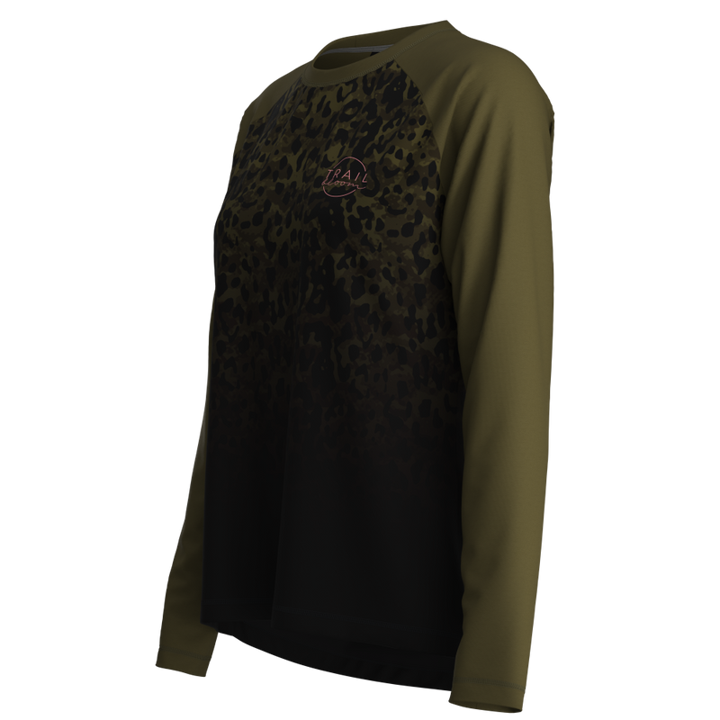 ladies mountain bike top in khaki animal print