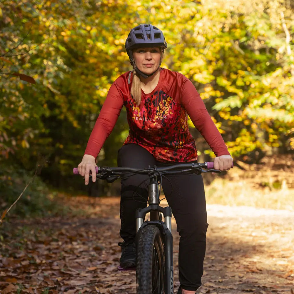 Ladies MTB Jersey Red and Pink Animal Print – Trailbloom